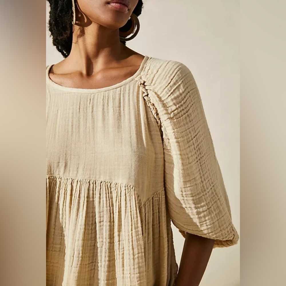 Free People Adler Tunic Dress women Casual Raglan 3/4 sleeve short,size L - Picture 3 of 9